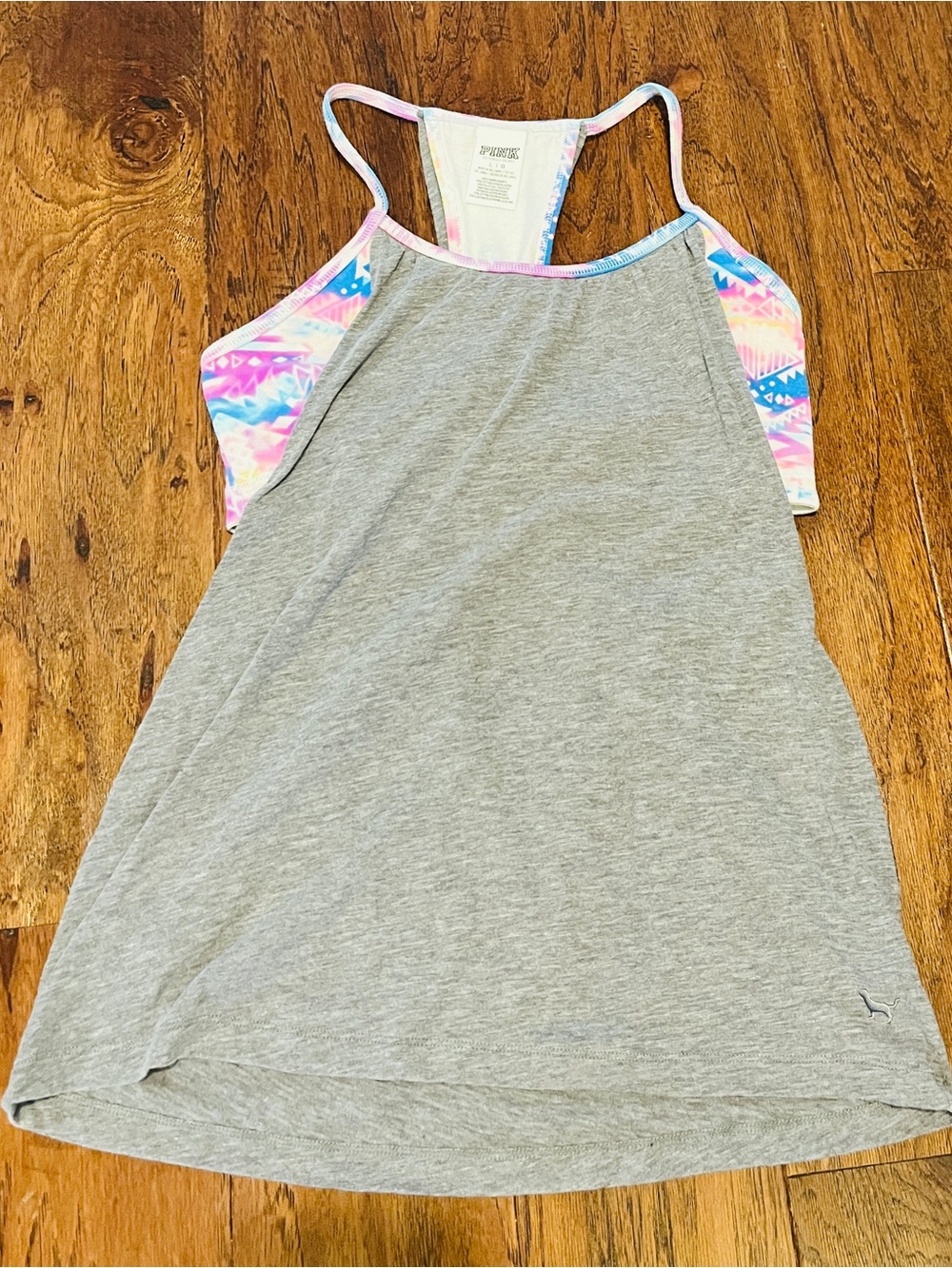 PINK Victoria's Secret Gray Tank with Built In Sports Bra Size L